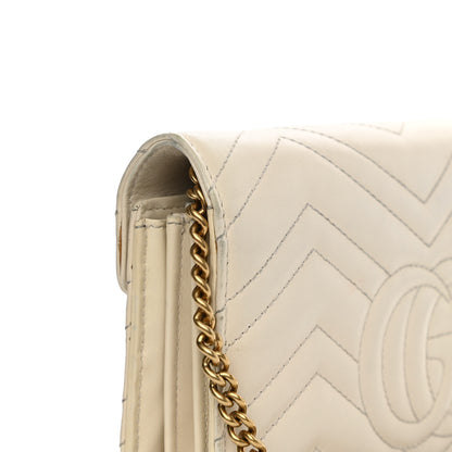 Gucci Calfskin Matelasse GG Marmont Chain Wallet Mystic White 15 of 21