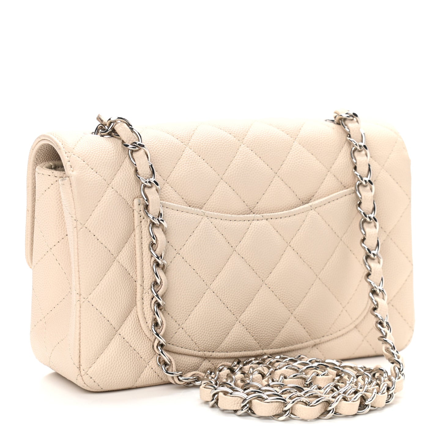Caviar Quilted Mini Rectangular Flap Light Beige