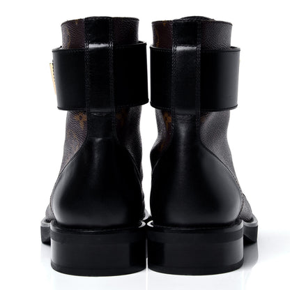Louis Vuitton Calfskin Monogram Wonderland Flat Ranger Boots 36 Black 4 of 6