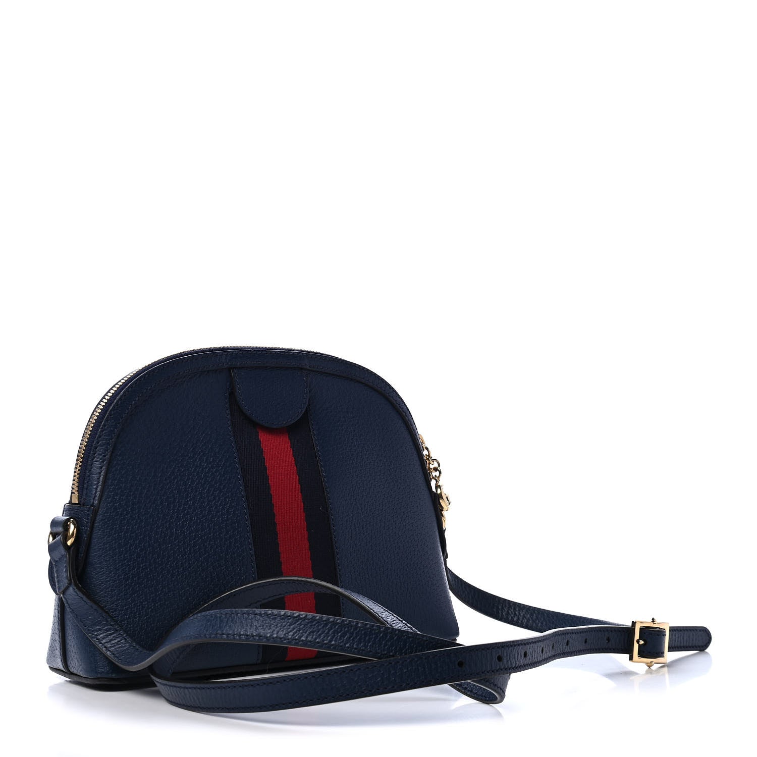 Gucci Textured Dollar Calfskin Web Small Ophidia Dome Shoulder Bag Blue Agata 2 of 6