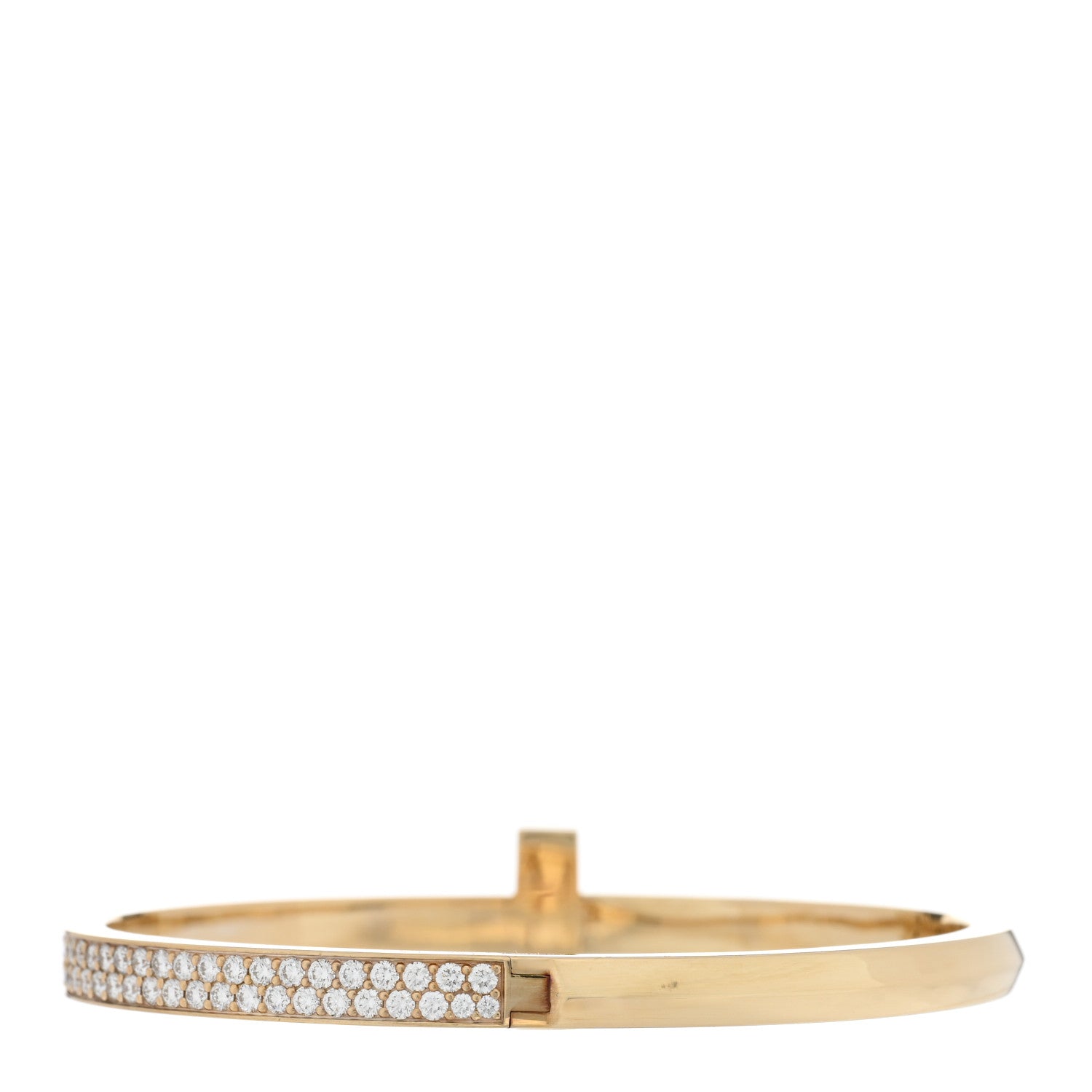 Tiffany 18K Yellow Gold Diamond Wide T1 Hinged Bangle Bracelet 2 of 4