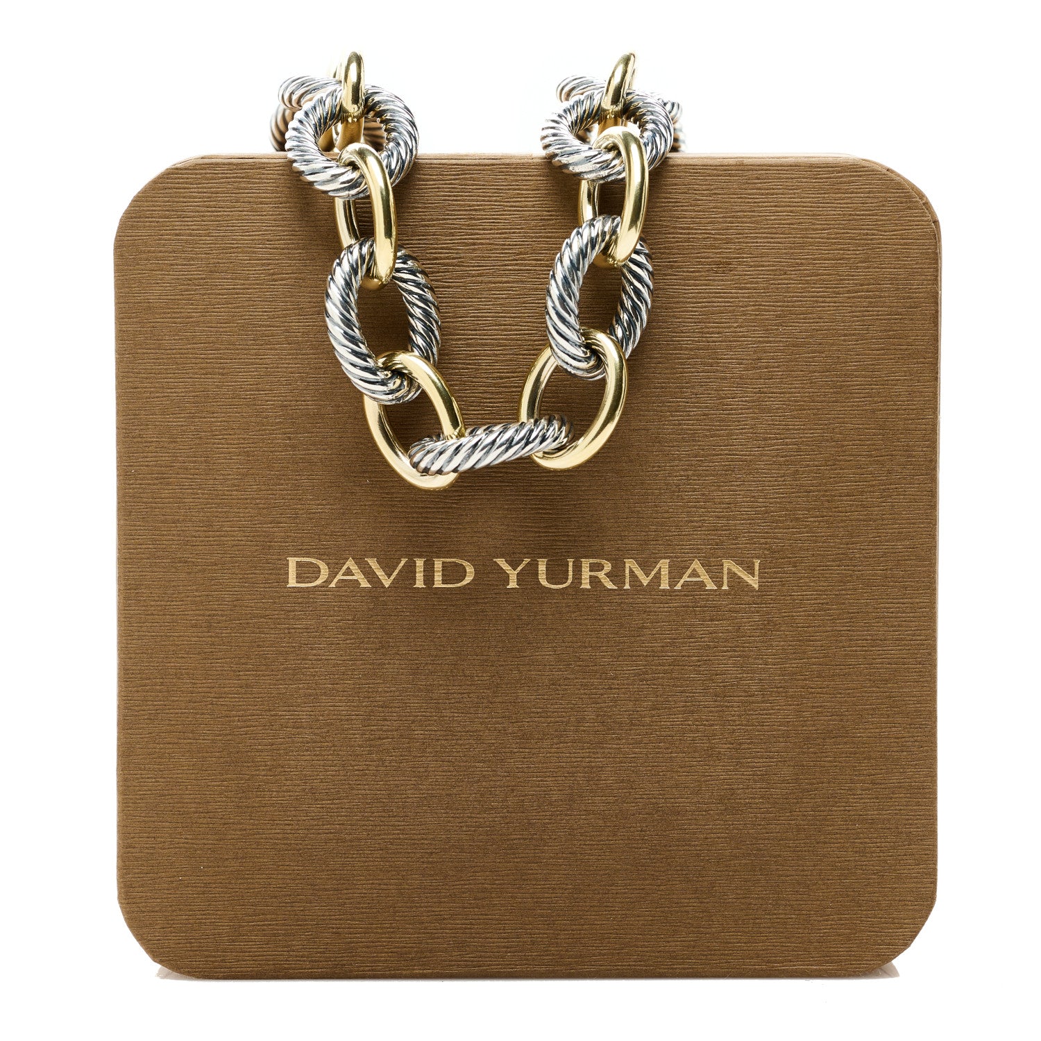 David Yurman Sterling Silver 18K Yellow Gold 18mm Oval Link Necklace 6 of 6