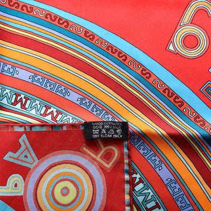 Hermes Silk Tohu Bohu Pocket Square Rouge Bleu Vert Pomme Canard 4 of 4