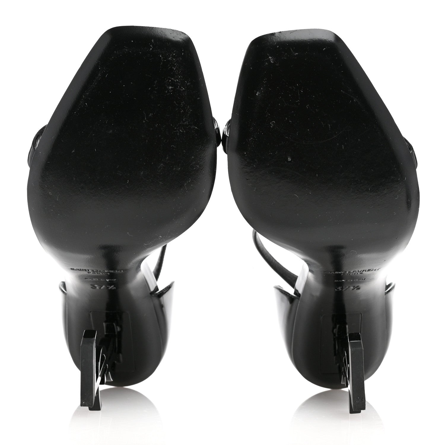 Saint Laurent Patent Calfskin Opyum 110 Sandals 37.5 Black 6 of 11