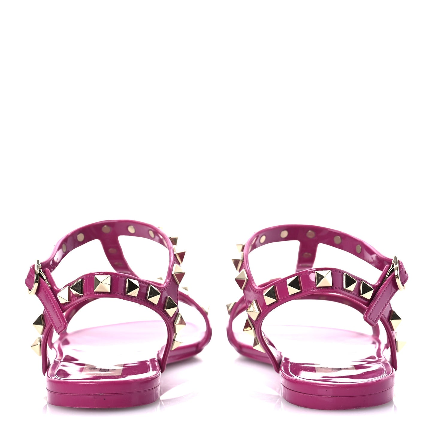 PVC Jelly Rockstud Caged Flat Thong Sandals 38 Blossom