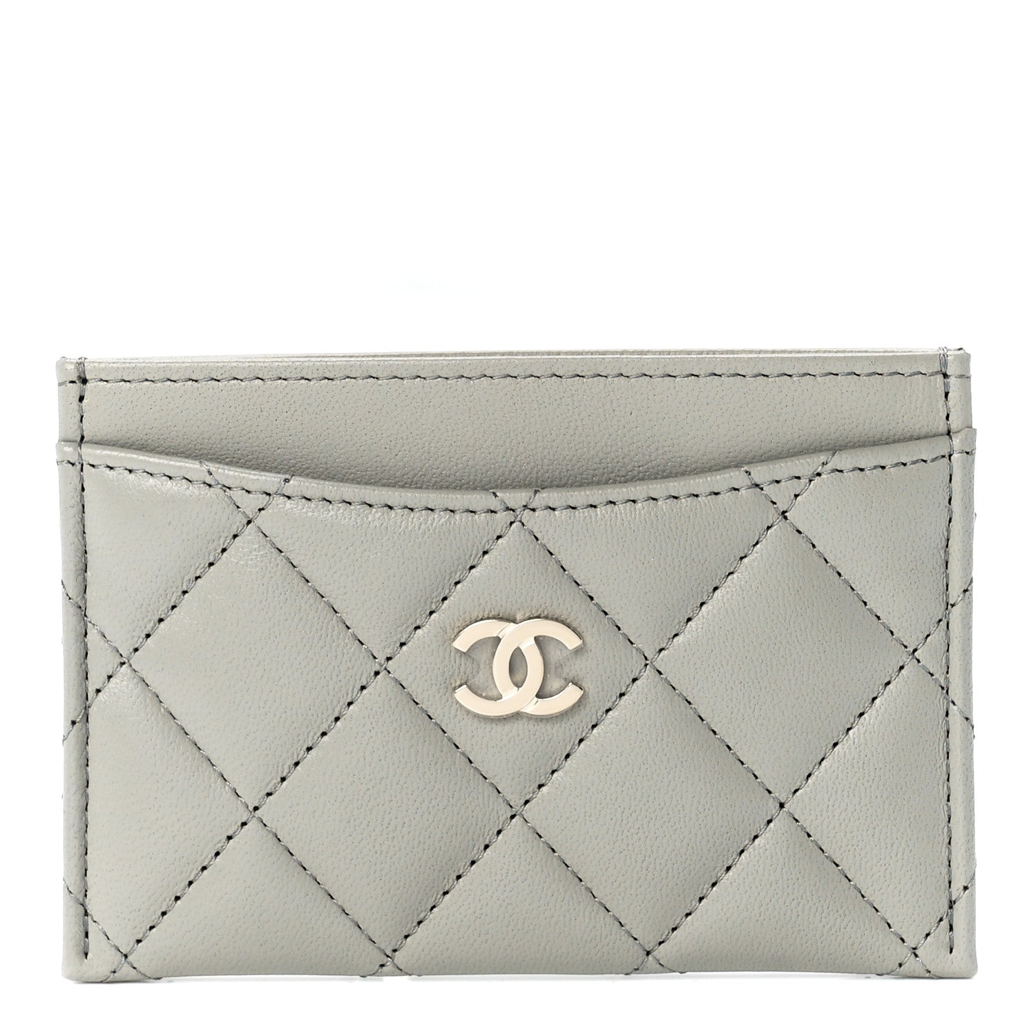 Chanel Lambskin Quilted Card Holder Grey 1 of 13