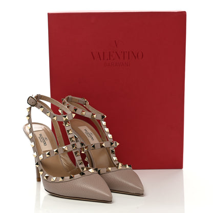 Valentino Garavani Pebbled Calfskin Rockstud Ankle Strap Pumps 36 Poudre 9 of 9