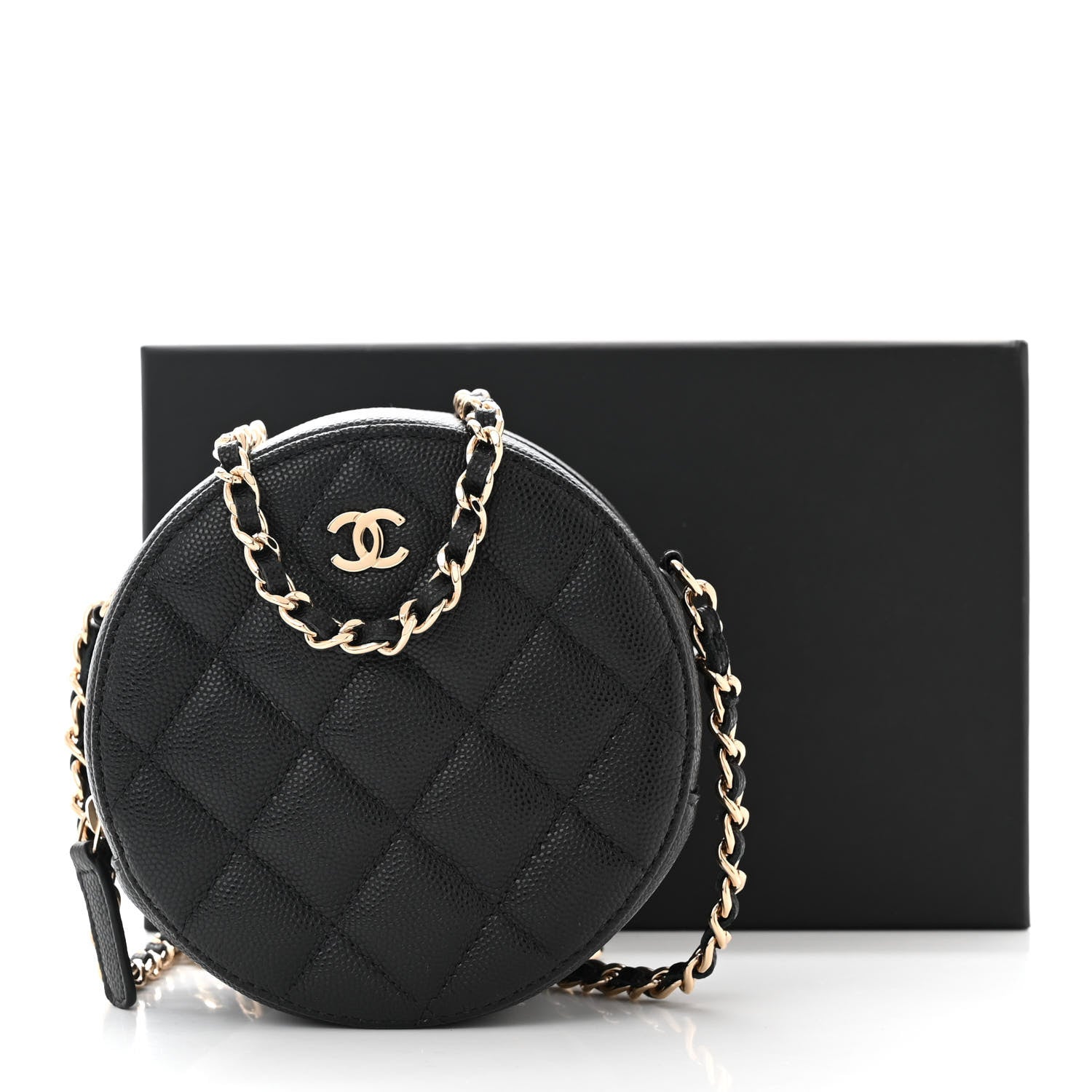 Chanel Caviar Quilted Round Clutch With Chain Black 11 of 11