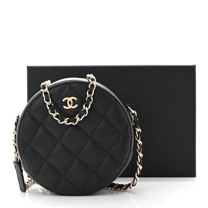 Chanel Caviar Quilted Round Clutch With Chain Black 11 of 11