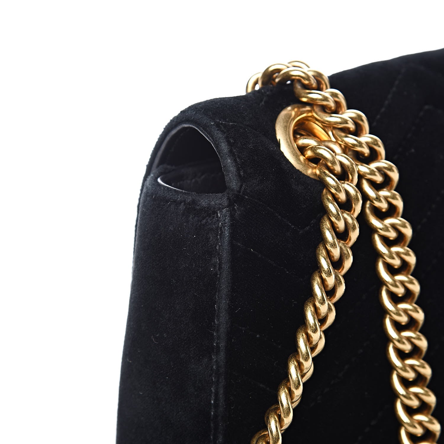 Gucci Velvet Matelasse Loved Embroidered Medium GG Marmont Shoulder Bag Black 12 of 14