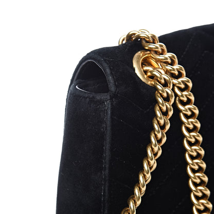 Gucci Velvet Matelasse Loved Embroidered Medium GG Marmont Shoulder Bag Black 12 of 14