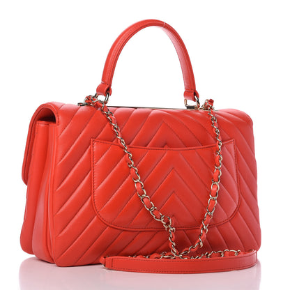 Chanel Lambskin Chevron Quilted Medium Trendy CC Dual Handle Flap Bag Red 3 of 10