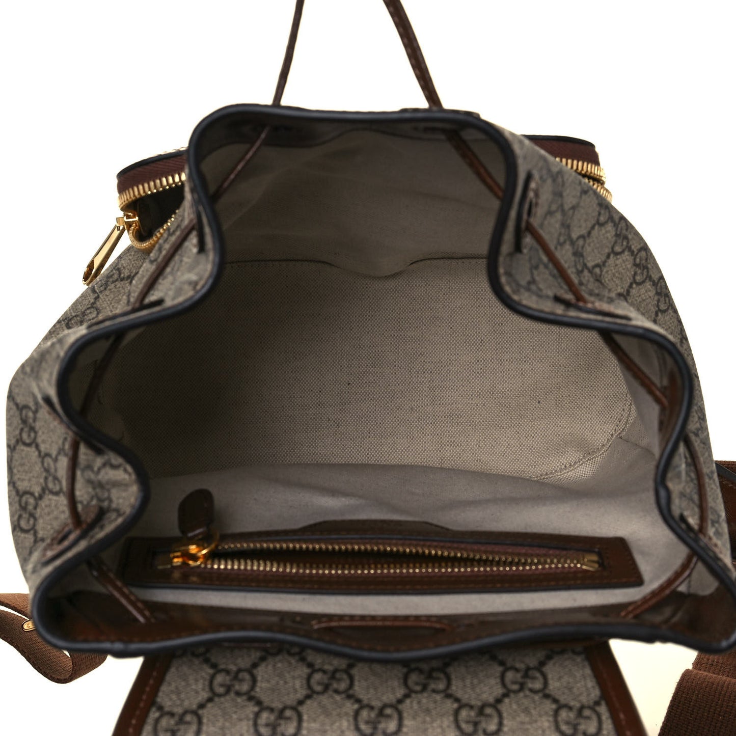 GG Supreme Monogram Azalea Calfskin Retro Interlocking G Buckle Backpack Beige Ebony Brown Sugar