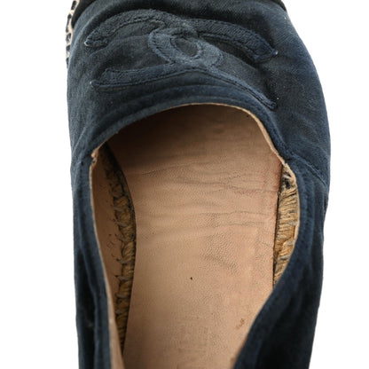 Chanel Velvet CC Espadrilles 39 Dark Navy Black 17 of 17