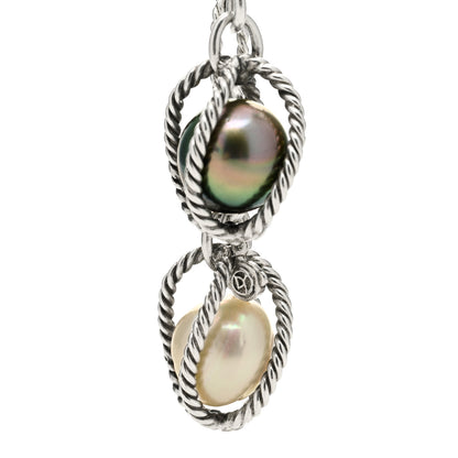 David Yurman Sterling Silver Pearl Figaro Lariat Necklace 3 of 3
