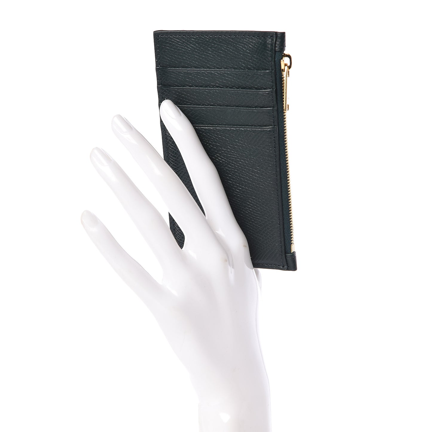 Grained Calfskin Zipped Card Holder Amazone