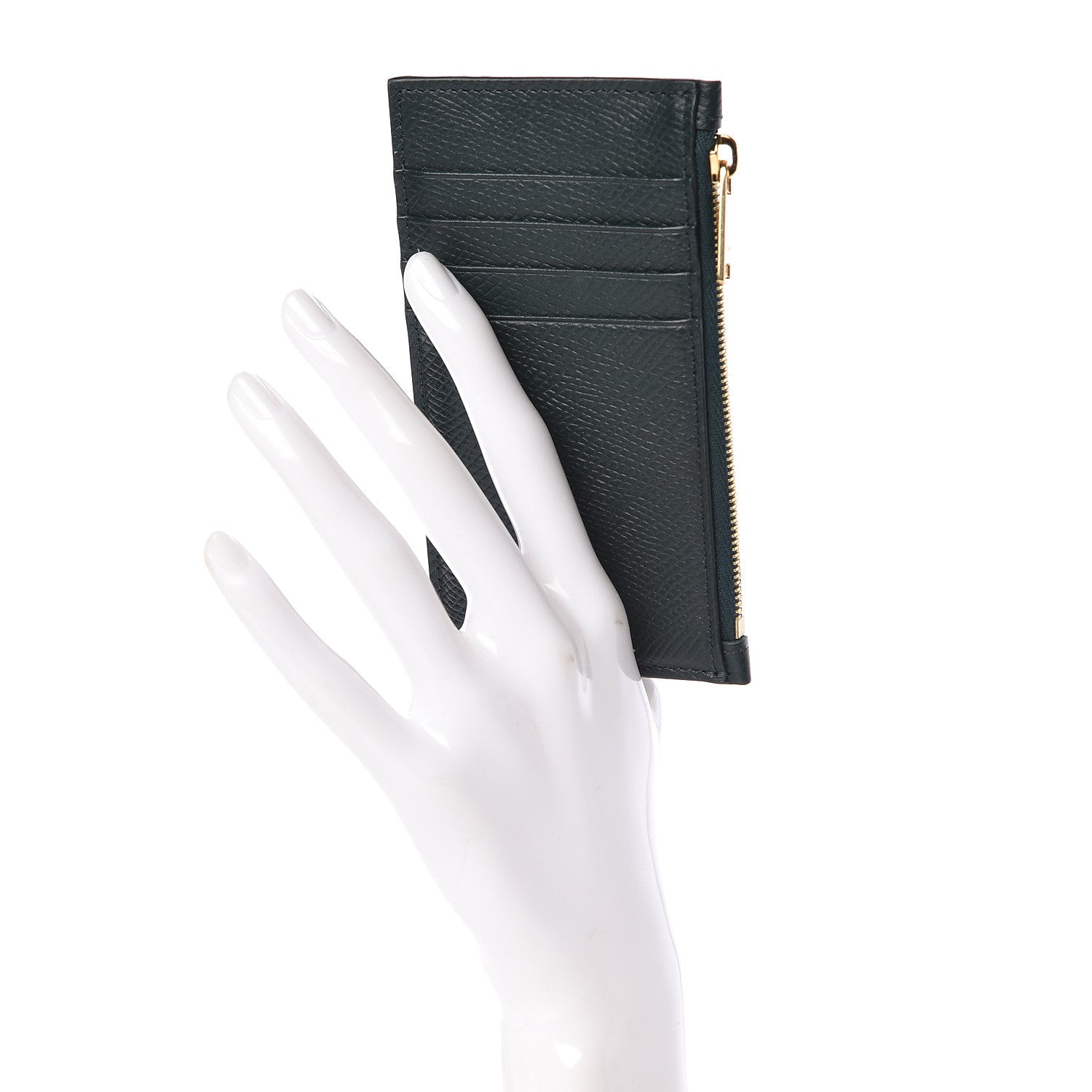 Celine Grained Calfskin Zipped Card Holder Amazone 2 of 9