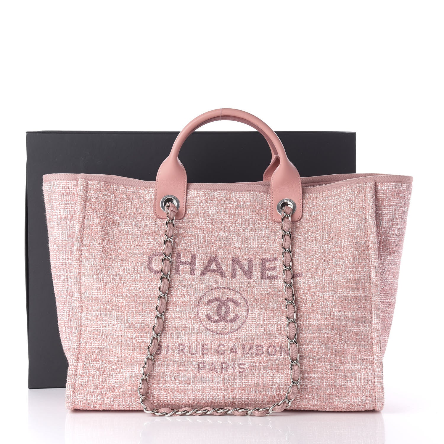 Chanel Straw Lurex Medium Deauville Tote Pink 11 of 11