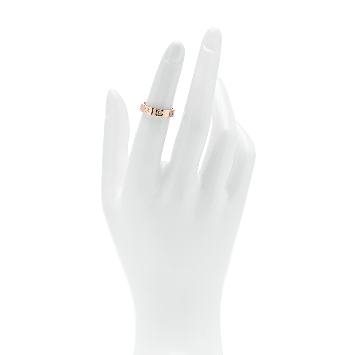 Cartier 18K Pink Gold Diamond 4mm LOVE Wedding Band Ring 48 4.5 2 of 4