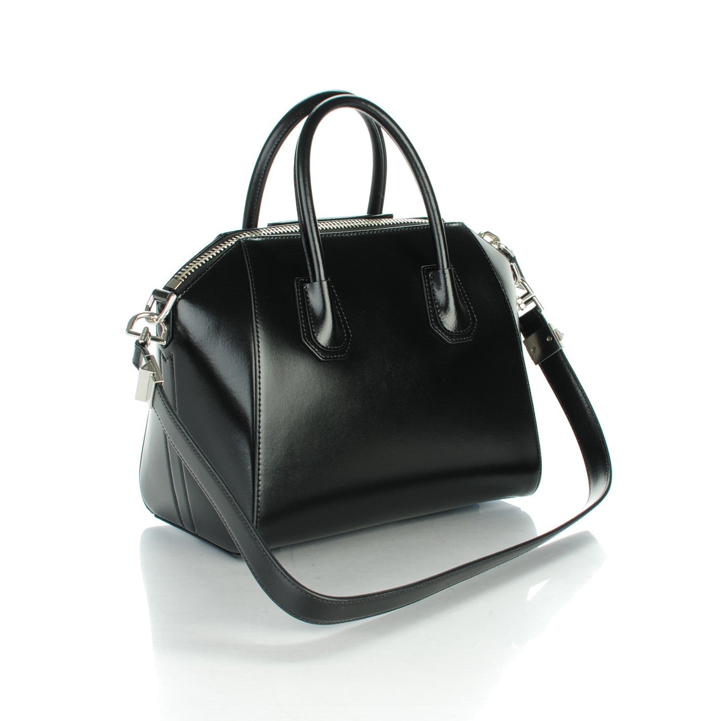 Shiny Lord Calfskin Small Antigona Black