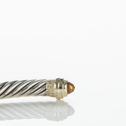 David Yurman Sterling Silver 14K Yellow Gold Citrine 5mm Cable Classics Petite Color Bracelet 4 of 5