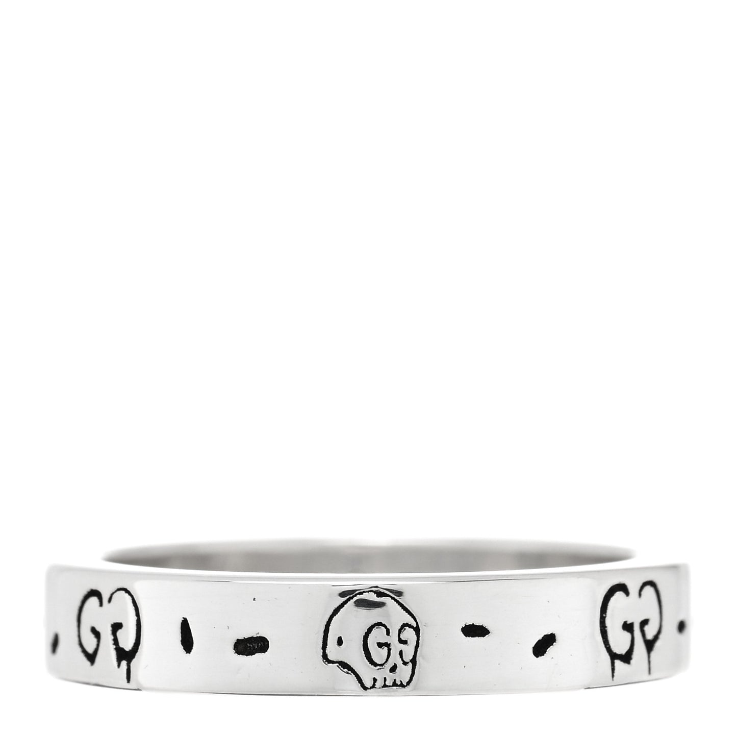 Sterling Silver Narrow GucciGhost Hamlet Skull Ring 55 7.25
