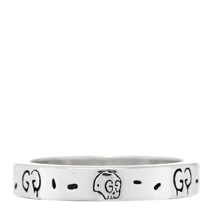 Gucci Sterling Silver Narrow GucciGhost Hamlet Skull Ring 55 7.25 1 of 4