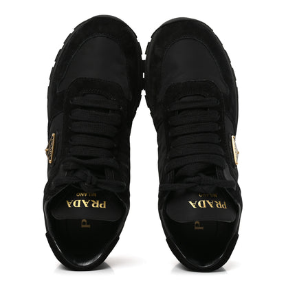 Prada Re-Nylon Suede Metal Triangle Sneakers 38 Black 2 of 9