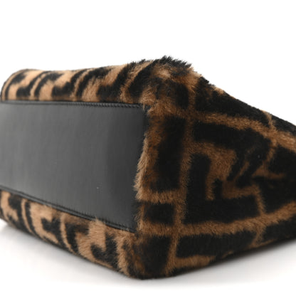 Fendi Shearling Nappa Macro FF 1974 Mini Peekaboo Iconic Satchel Tobacco Black 9 of 9