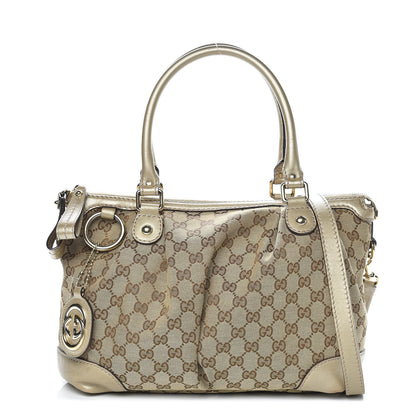 Gucci Monogram Medium Sukey Top Handle Bag Golden Beige 1 of 12