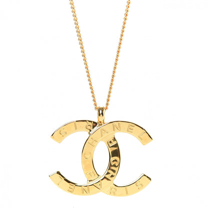 Chanel Metal CC Paris Button Necklace Gold 4 of 6
