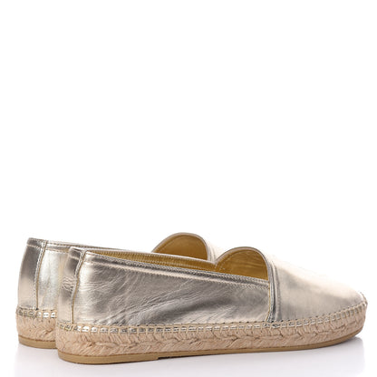 Saint Laurent Metallic Lambskin Monogram Espadrilles 38.5 Gold 4 of 11