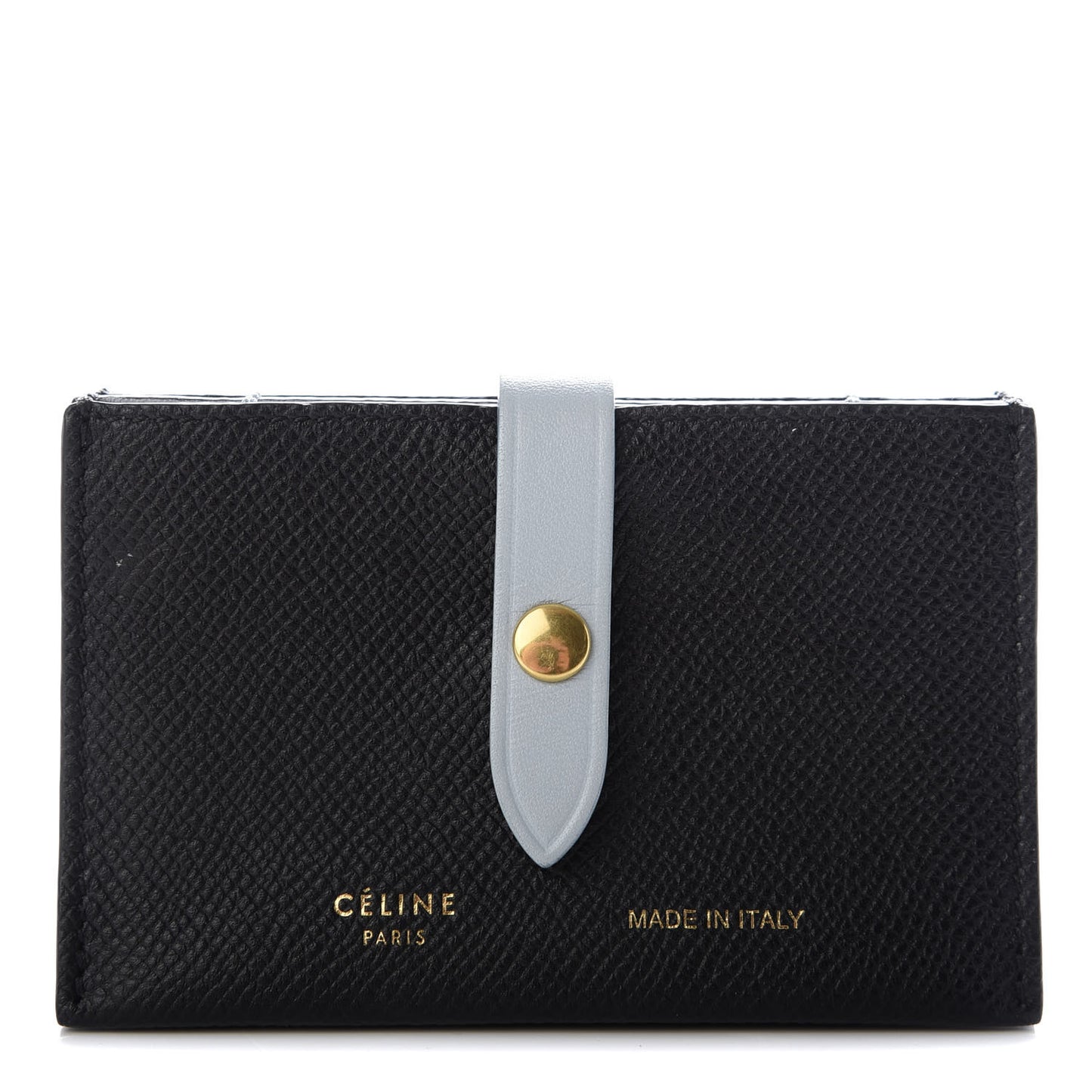 Grained Shiny Calfskin Accordion Card Holder Black