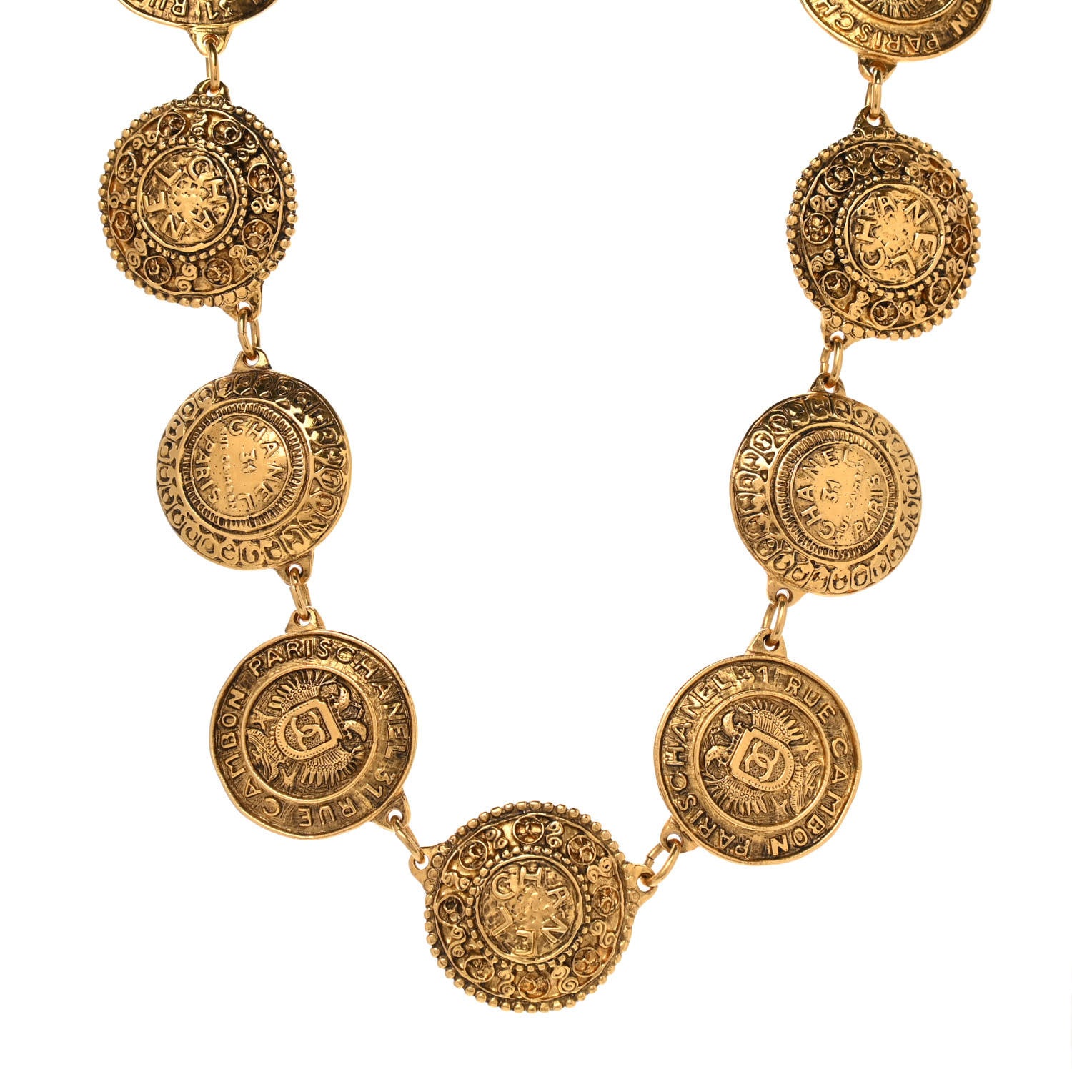 Chanel Metal CC Medallion Necklace Gold 1 of 5