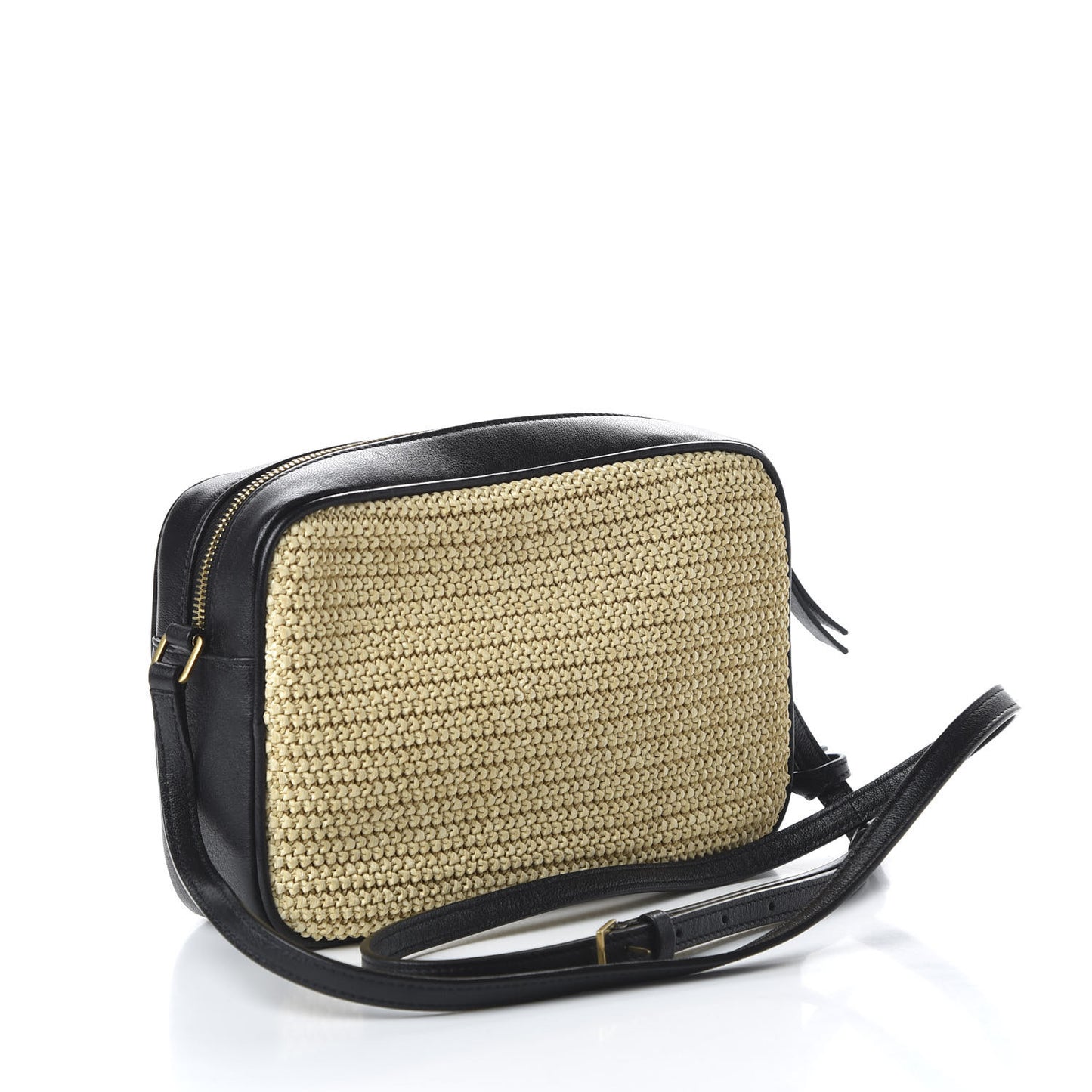 Raffia Canvas Monogram Lou Camera Bag Beige Black