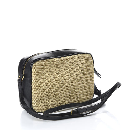 Saint Laurent Raffia Canvas Monogram Lou Camera Bag Beige Black 3 of 9