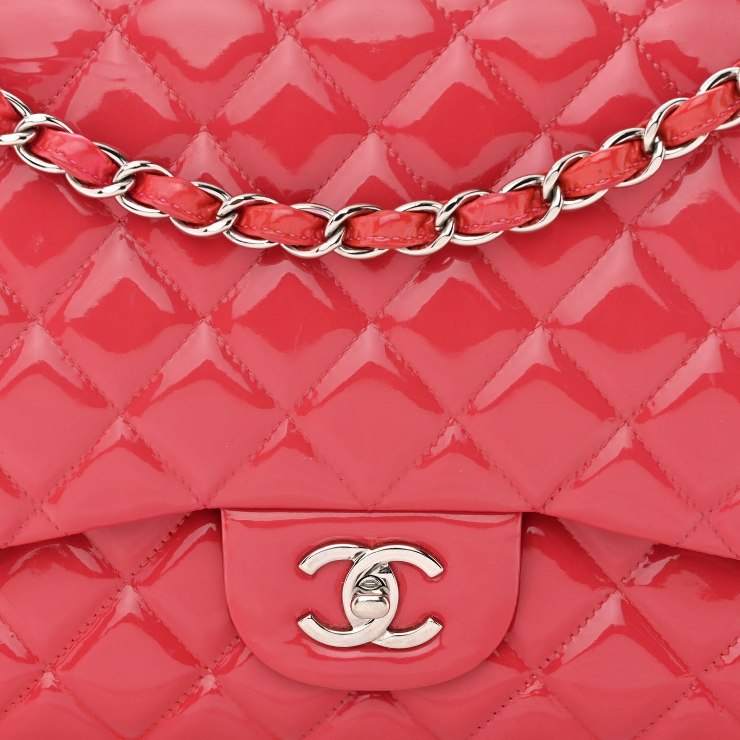 Patent Quilted Jumbo Double Flap Pink