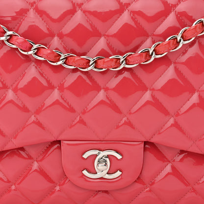Chanel Patent Quilted Jumbo Double Flap Pink 8 of 17