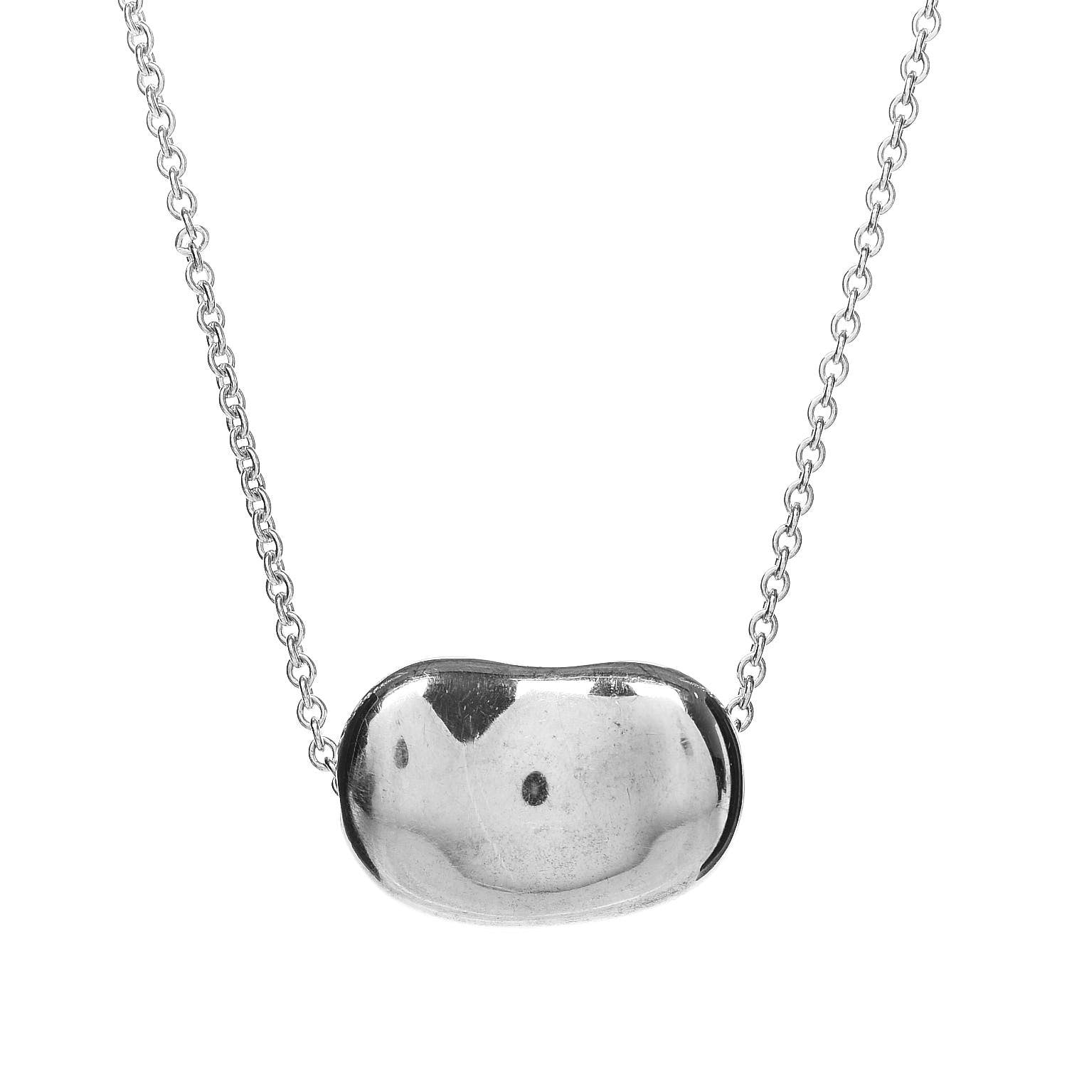 Tiffany Sterling Silver 20mm Elsa Peretti Bean Pendant Necklace 4 of 7