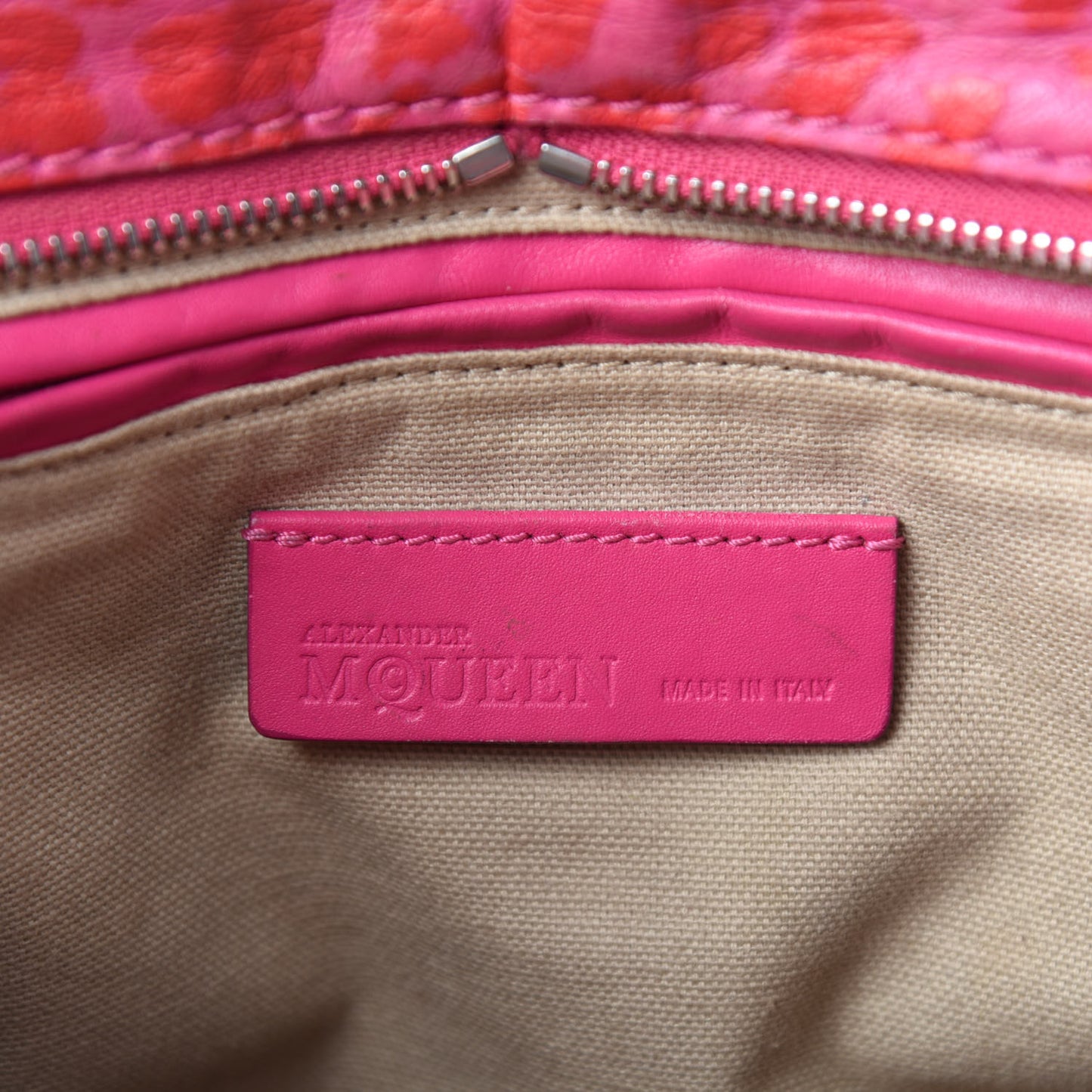 Calfskin Leopard Print Small Skull Padlock Zip Around Tote Pink