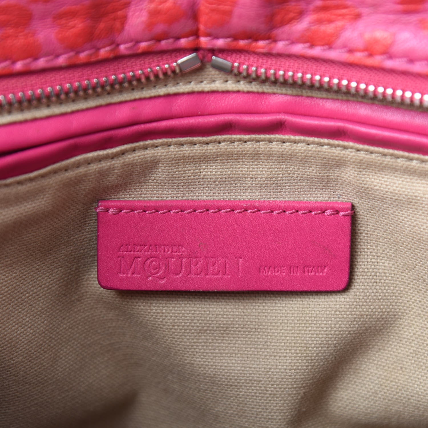 Alexander McQueen Calfskin Leopard Print Small Skull Padlock Zip Around Tote Pink 18 of 20