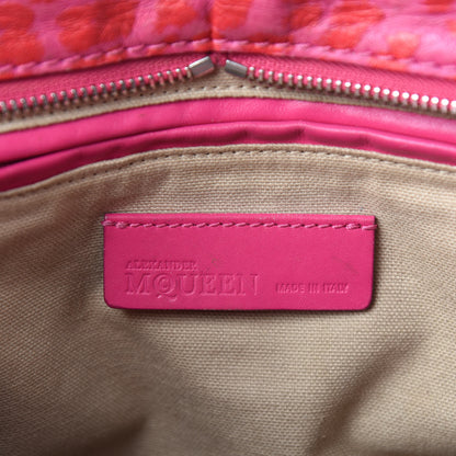 Alexander McQueen Calfskin Leopard Print Small Skull Padlock Zip Around Tote Pink 18 of 20