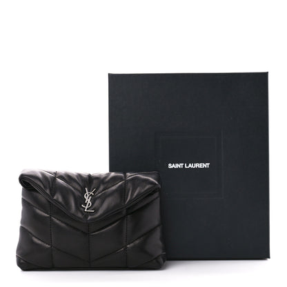 Saint Laurent Lambskin Monogram Loulou Puffer Pouch Clutch Black 11 of 11
