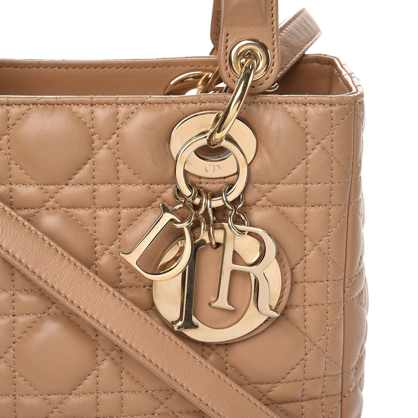 Lambskin Cannage Medium Lady Dior Beige