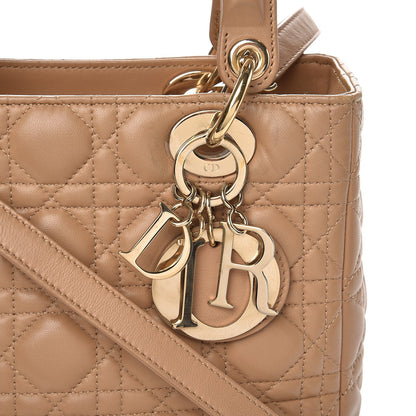 Christian Dior Lambskin Cannage Medium Lady Dior Beige 9 of 12