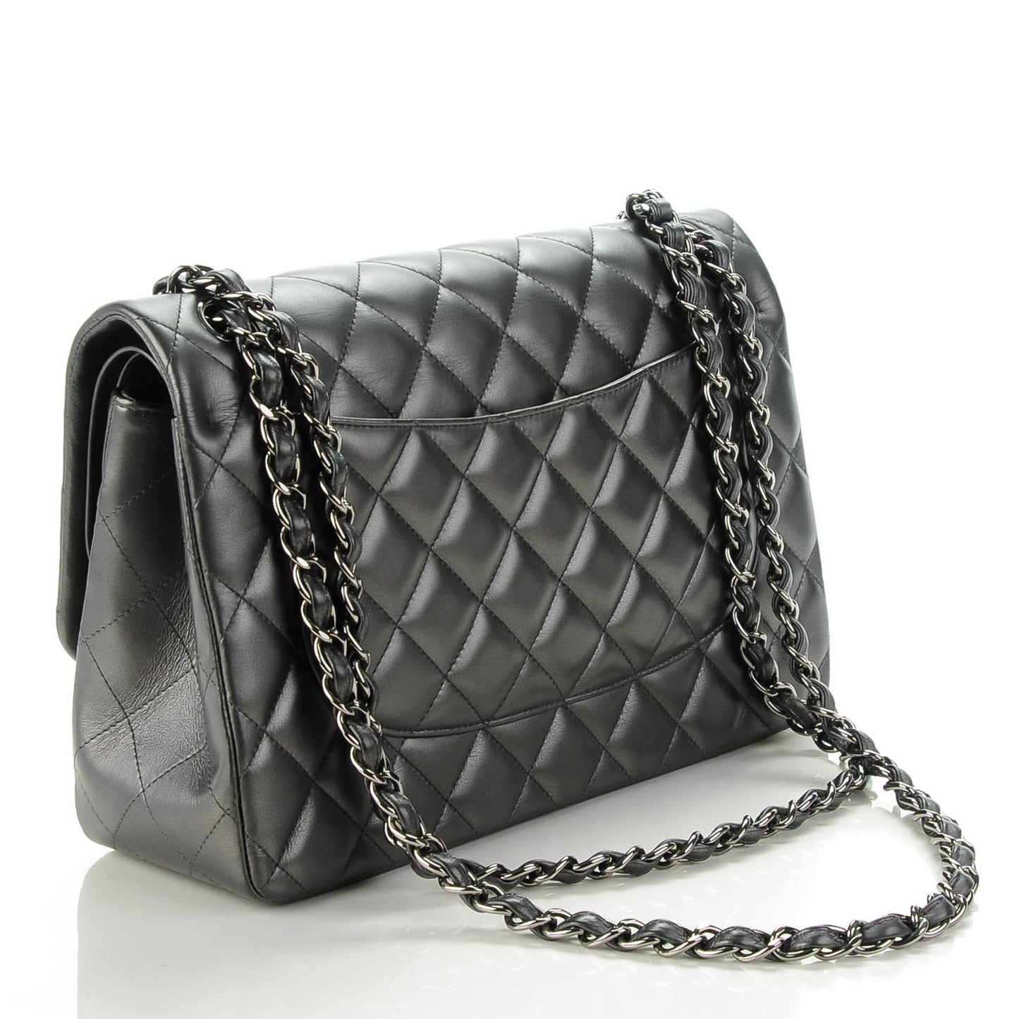 Lambskin Quilted Jumbo Double Charcoal Grey