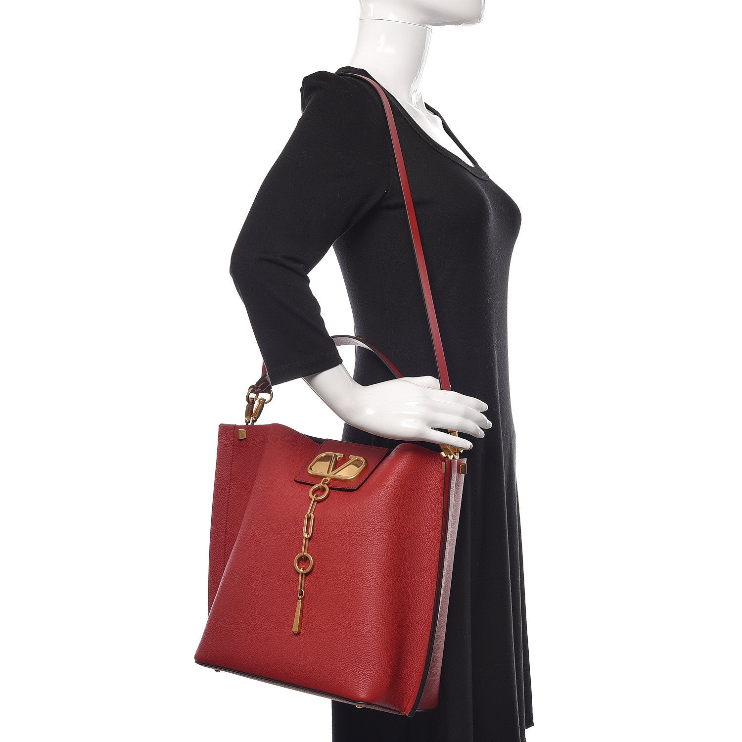 Valentino Garavani Grainy Calfskin VLogo Escape Hobo Bag Rosso Valentino 2 of 11