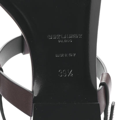 Saint Laurent Calfskin Cassandra Monogram Sandals 39.5 Brown 6 of 9