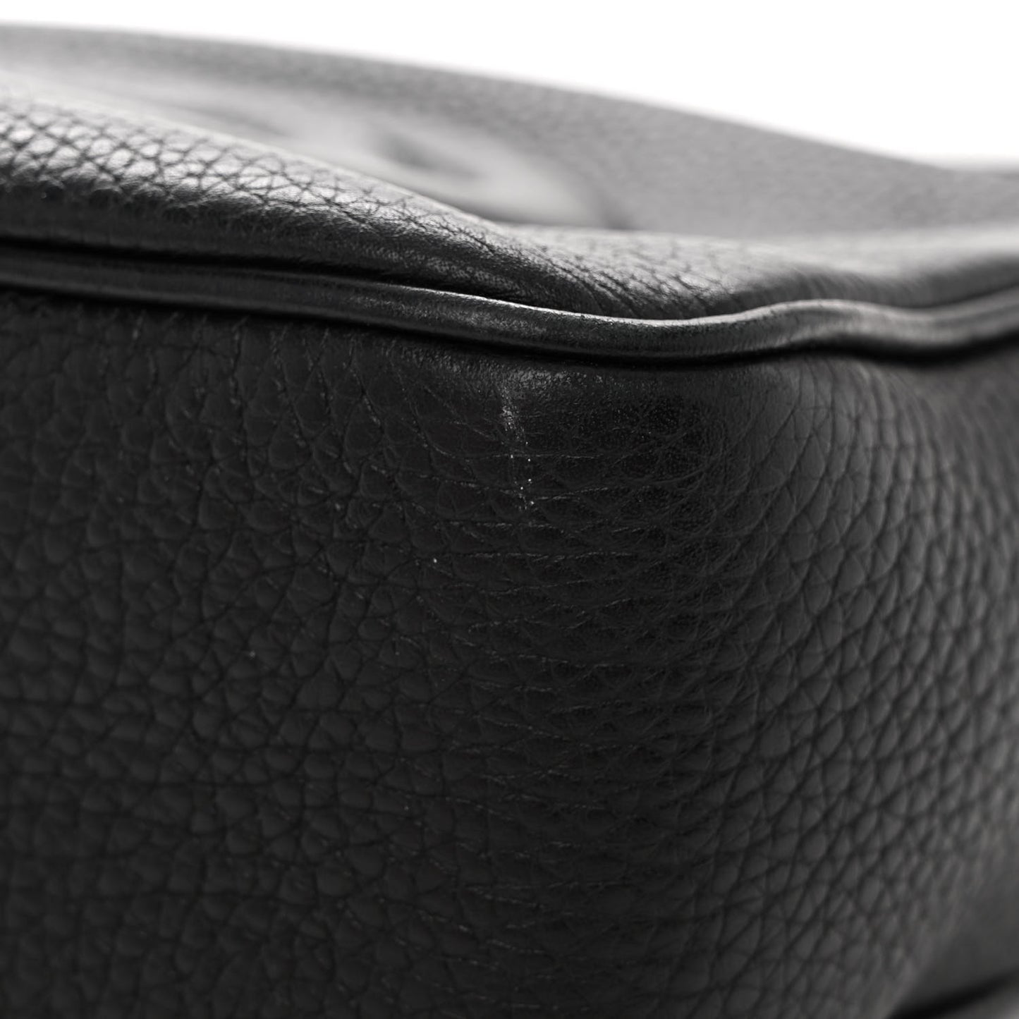 Pebbled Calfskin Small Soho Disco Bag Black