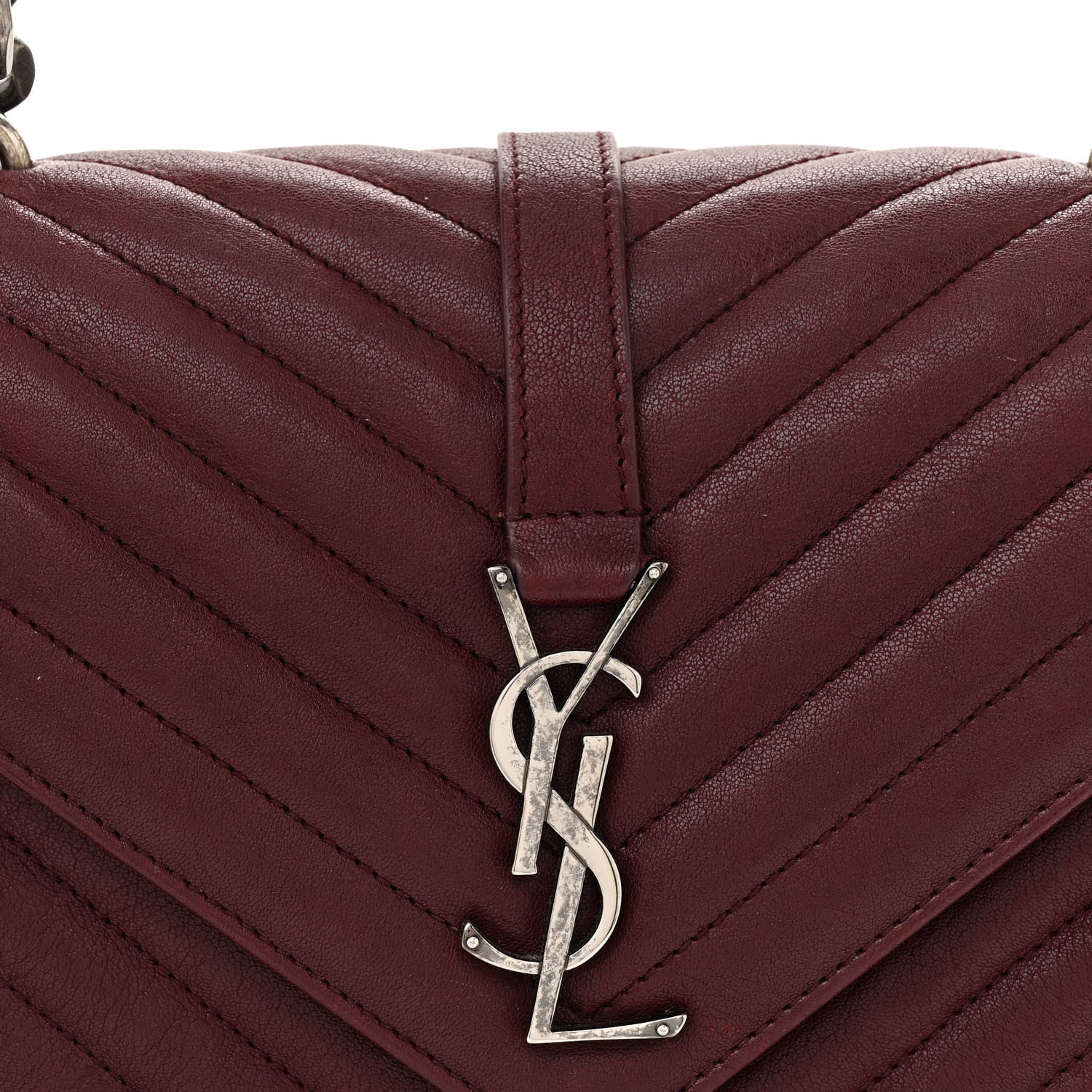 Saint Laurent Sheepskin Matelasse Chevron Monogram Medium College Bag Old Brandy 8 of 16
